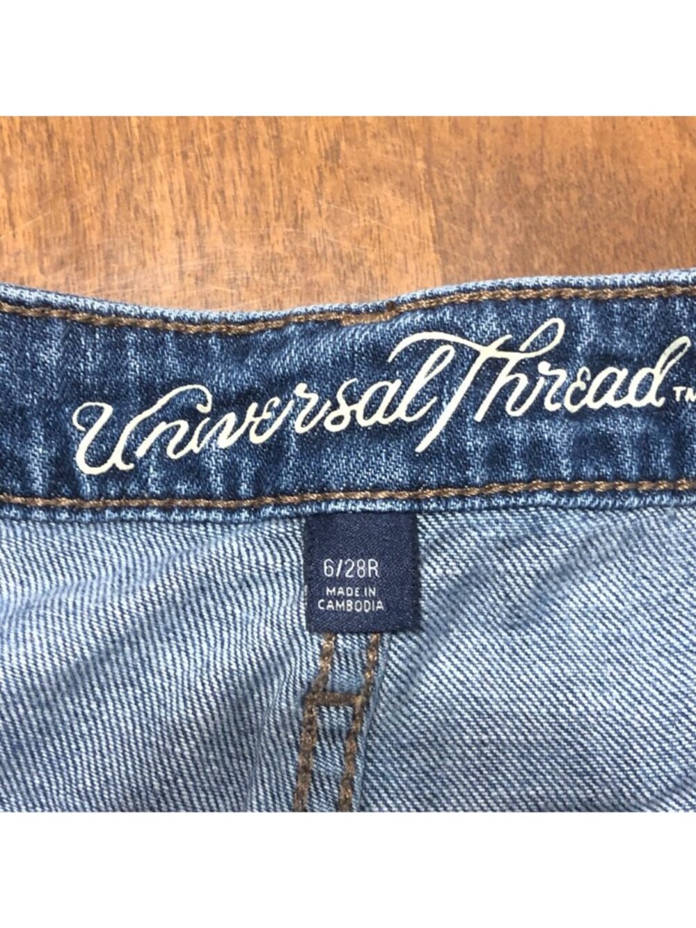 Universal Thread High Rise Shortie Jean Shorts Button Fly Denim Raw Hem Distress - Picture 4 of 9